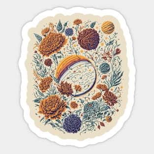 Floral Planets - Floral Space Sticker